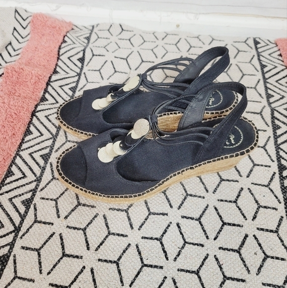 TONI PONS ORIGINAL Sitges Espadrille Sandal in Black Fabric, sz 9 / 40 - Picture 4 of 16